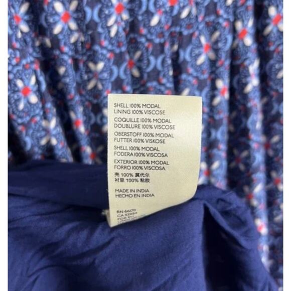 Anthropologie Maeve Sz XL Blue Floral Long Sleeve Ruffle Neck Tiered Maxi Dress8 - Picture 8 of 11